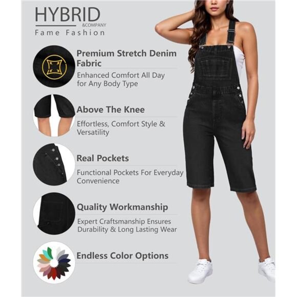 New Women’s Adjustable Strap Stretch Denim Overalls - Trendy & Relaxed Fit - Picture 2 of 8